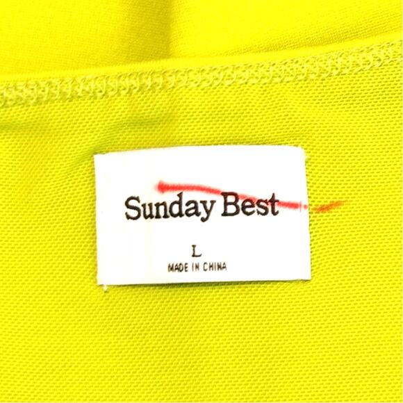 Sunday Best Mini Dress Sleeveless A Line Fit Flare chartreuse Green Womens Large - Picture 3 of 6